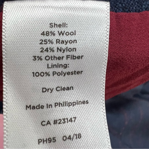 Talbots Pants Size 14 Navy Wool Blend Windowpane Slim-leg NWT - Picture 9 of 9